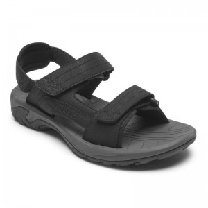 Men Rockport Byron Adjustable Sandals Black USA | KW0-61636