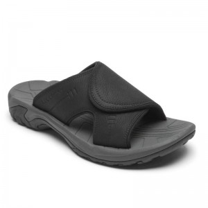 Men Rockport Byron Slides Black USA | AB6-82068