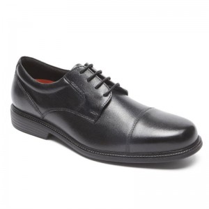 Men Rockport Charles Road Cap Toe Oxford Shoes Black USA | TW5-15891