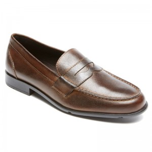 Men Rockport Classic Penny Loafers Dark Brown USA | JN0-62376