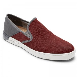 Men Rockport Colle Mesh Slip-On Sneakers Red Brown Multi USA | MX1-16461