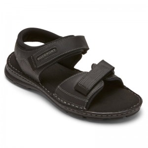 Men Rockport Darwyn Quarter-Strap Sandals Black USA | WS1-22322