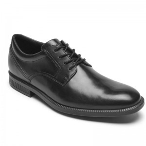 Men Rockport DresSports Office Plain Toe Oxford Shoes Black USA | OY1-46574