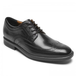 Men Rockport DresSports Plus Wingtip Oxford Shoes Black USA | JV7-14241