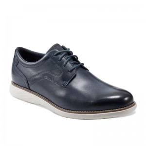 Men Rockport Garett Plain Toe Oxford Shoes Navy USA | ZN5-22382