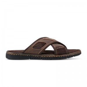 Men Rockport Jasper X Band Sandals Dark Brown USA | DH6-25142