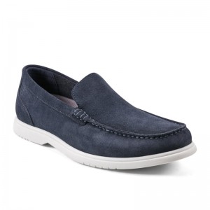 Men Rockport Jensen Casual Slip-on Almond Toe Loafers Dark Blue USA | HE2-61776