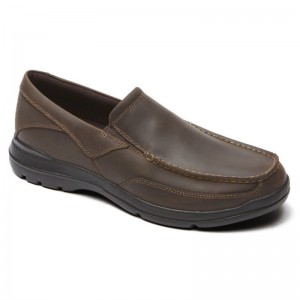 Men Rockport Junction Point Slip-On Loafers Chocolate USA | OY5-19841