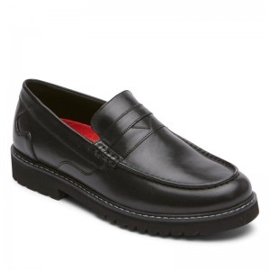 Men Rockport Maverick Penny Loafers Black USA | RZ4-67916