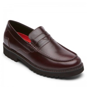 Men Rockport Maverick Penny Loafers Burgundy USA | BC5-78817