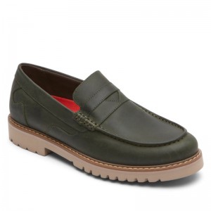 Men Rockport Maverick Penny Loafers Green USA | WZ1-44394