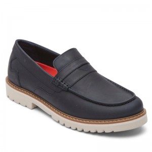 Men Rockport Maverick Penny Loafers Navy USA | BB4-26942