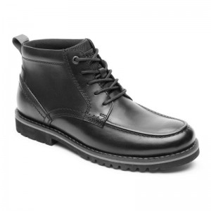 Men Rockport Mitchell Moc Winter Boots Black USA | RU9-18061