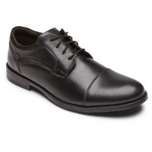 Men Rockport Mykel Cap Toe Oxford Shoes Black USA | MA9-08820