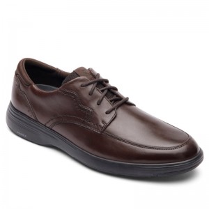 Men Rockport Noah Apron Toe Oxford Shoes Dark Brown USA | ZP0-56735