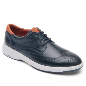 Men Rockport Noah Wing Tip Walking Shoes Navy USA | HV2-54275