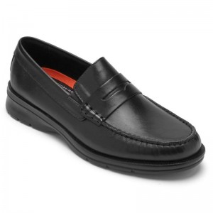 Men Rockport Palmer Penny Loafers Black USA | YD8-06450