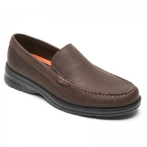 Men Rockport Palmer Venetian Loafers Dark Brown USA | VW5-02960