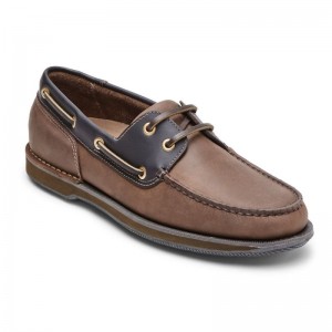 Men Rockport Perth Boat Shoes Chocolate USA | OF8-47884