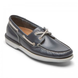 Men Rockport Perth Boat Shoes Navy USA | SM6-85858