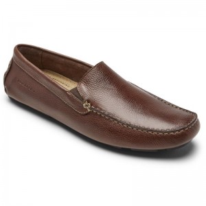 Men Rockport Rhyder Venetian Loafers Dark Brown USA | DP5-02190