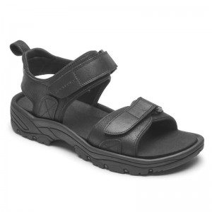 Men Rockport SpringBoro Rocklake Fisherman Sandals Black USA | UT0-80578