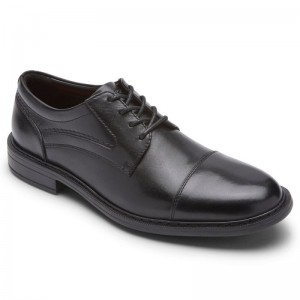 Men Rockport Tanner Cap Toe Oxford Shoes Black USA | TB1-00590