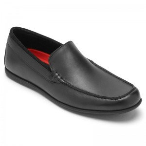 Men Rockport Thatcher Slip-On Loafers Black USA | HE7-62946