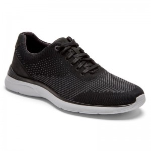 Men Rockport Total Motion Active Plain Toe Mesh Lace-Up Sneakers Black USA | JO6-33953