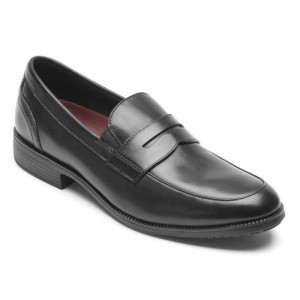 Men Rockport Total Motion DresSport Penny Loafers Black USA | SX6-70857