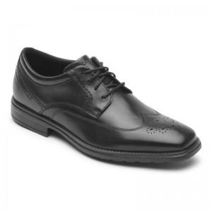 Men Rockport Total Motion NextGen Wing Tip Dress Shoes Black USA | LF0-86498