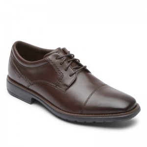 Men Rockport Total Motion Next Gen Cap Toe Oxford Shoes Dark Brown USA | SS1-85278