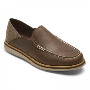 Men Rockport Tucker Venetian Crush Back Loafers Brown USA | YU0-19041