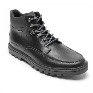 Men Rockport Weather OR Not Moc Toe Waterproof Boots Black USA | PW4-59755