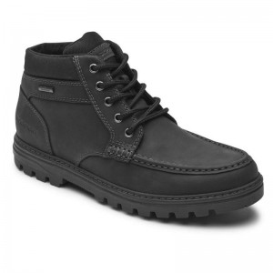 Men Rockport Weather Ready Moc Waterproof Boots Black USA | LX9-25892