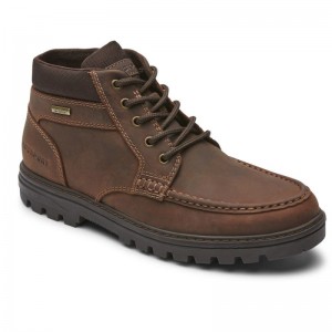 Men Rockport Weather Ready Moc Waterproof Boots Dark Brown USA | WH8-81198