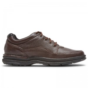 Men Rockport World Tour Classic Lace Up Walking Shoes Brown USA | HD7-94569