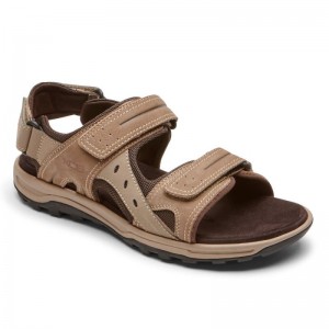 Men Rockport XCS Trail Technique Adjustable Sandals Grey Brown USA | KJ9-97739