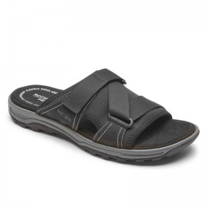 Men Rockport XCS Trail Technique II Velcro Slides Black USA | UN3-58365