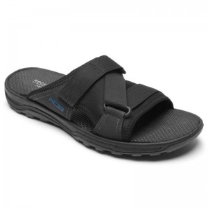 Men Rockport XCS Trail Technique Velcro Slides Black USA | XT1-77027