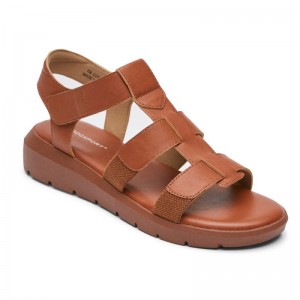 Women Rockport Abbie T-Strap Sandals Orange USA | BH9-50085