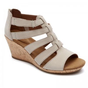 Women Rockport Briah Gladiator Wedge Sandals Grey USA | KB9-41774