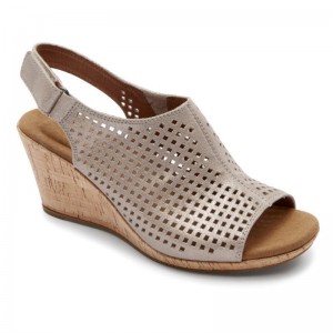 Women Rockport Briah Perforated Slingback Wedge Sandals Multi Khaki USA | JA4-22952