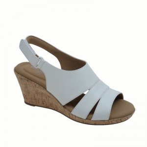 Women Rockport Briah Slingback Wedge Sandals White USA | BD1-88168