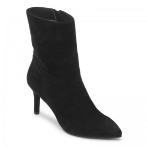 Women Rockport Chalina Heeled Boots Black USA | CL4-28512