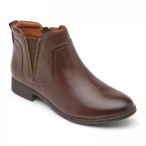 Women Rockport Crosbie Gore Chelsea Boots Brown USA | BY6-32563