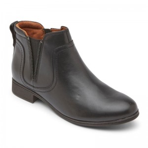 Women Rockport Crosbie Gore Chelsea Boots Black USA | UA1-25552