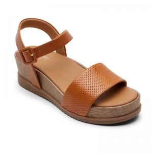 Women Rockport Delanie Sandals Brown USA | UE4-28792