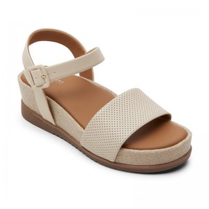 Women Rockport Delanie Sandals Cream USA | XE0-94679