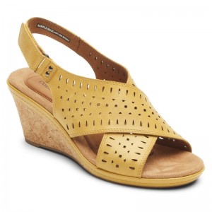 Women Rockport Janna Slingback Wedge Sandals Yellow USA | AP9-28522